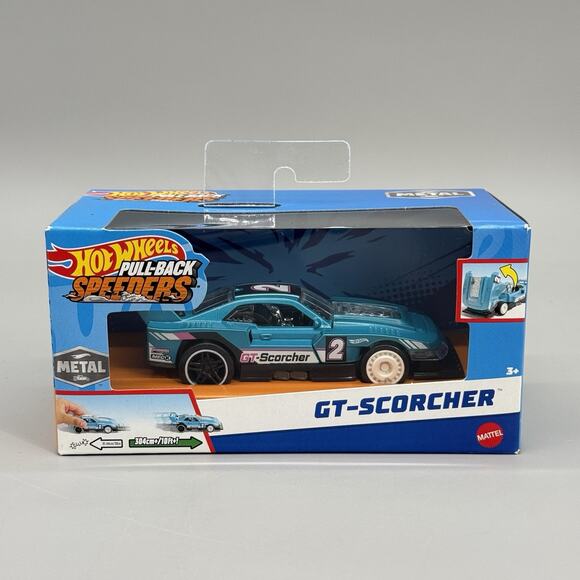 Hot Wheels Other - Hot Wheels 2024 1:43 Pull-Back Speeders Diecast GT-Scorcher Hood Doors Open NIB